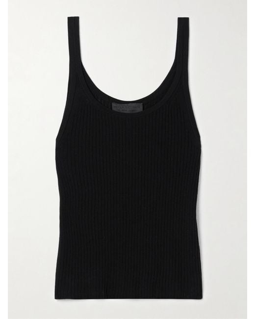 Nili Lotan Black Wrenley Ribbed Cotton Tank