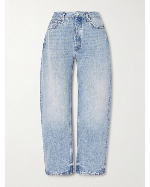 Anine Bing Blue Fritz High-Rise Barrel-Leg Jeans
