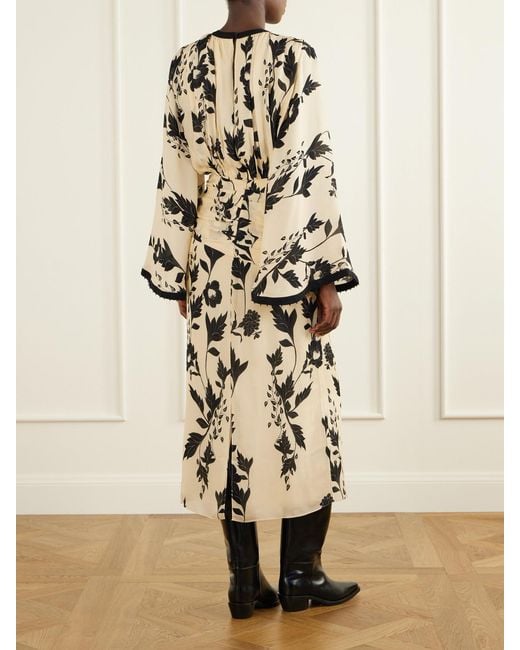 Johanna Ortiz Natural Floral-Print Silk-Georgette Maxi Dress