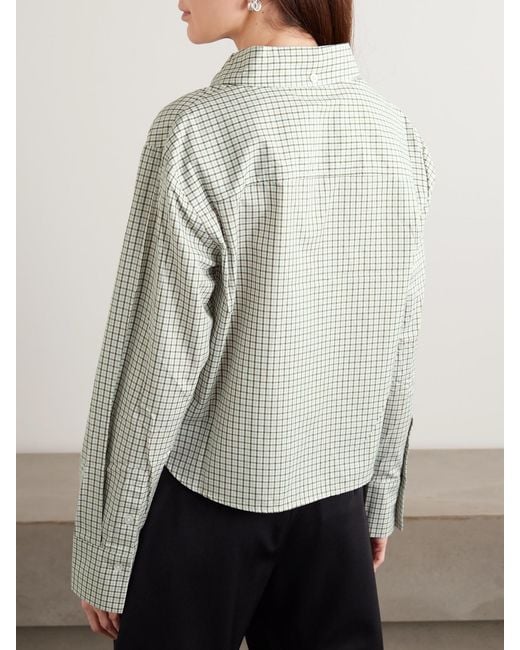 Proenza Schouler Gray Cropped Checked Cotton-Poplin Shirt