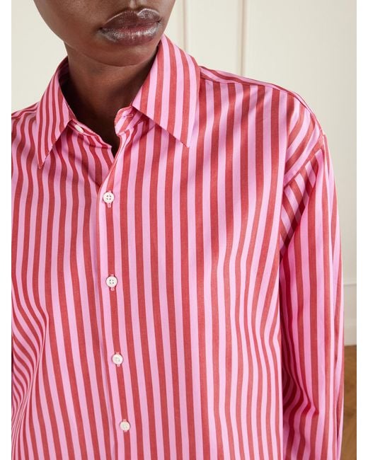 Comme Si Pink La Shirt Classica Striped Cotton-Poplin Shirt