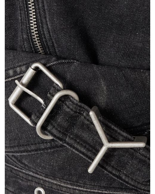 Y. Project Black Cutout Bleached Denim Wrap Jacket