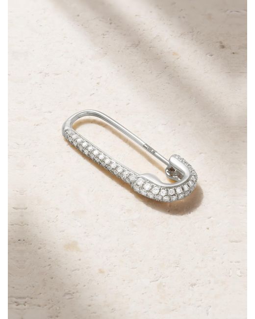 Anita Ko Natural Safety Pin Einzelner Ohrring Aus 18 Karat Weißgold Mit Diamanten