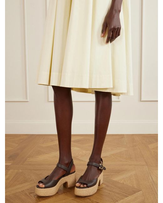 Ferragamo Natural Nerea 90 Leather Platform Sandals