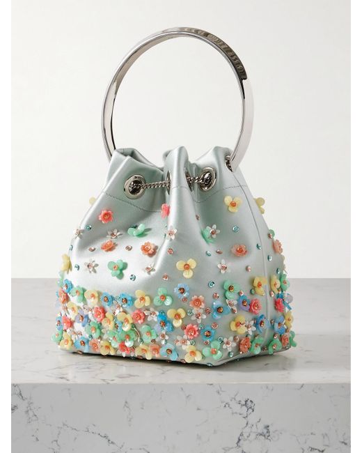 Jimmy Choo Gray Bon Bon Beuteltasche Aus Satin Mit Verzierungen