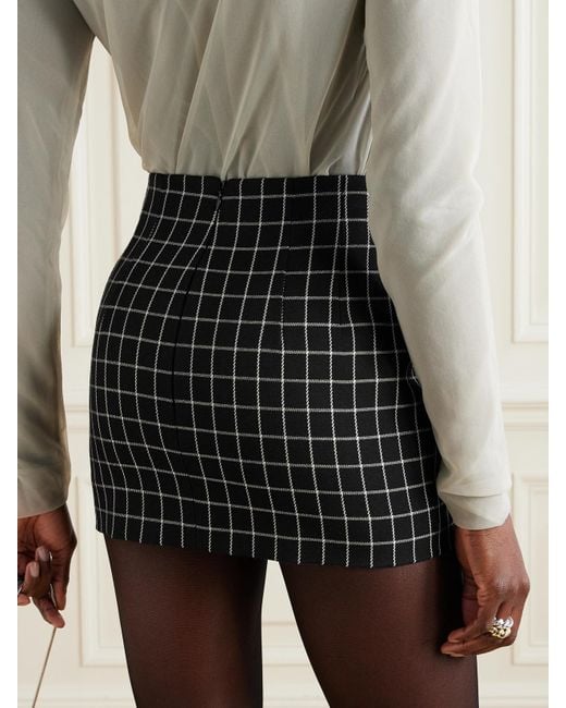Wardrobe NYC Black Contour Checked Wool-Twill Mini Skirt