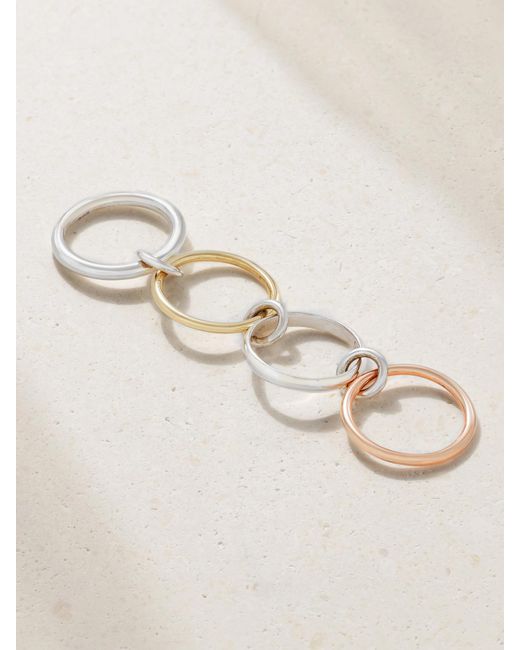 Spinelli Kilcollin Natural Hyacinth Set Of Four 18-Karat And Rose And Sterling Rings