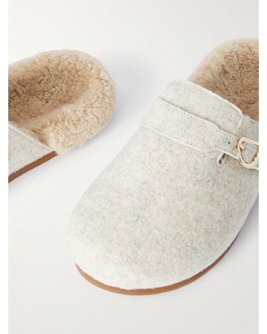 Ancient Greek Sandals White Vasilitsa Shearling-Lined Felt Slippers