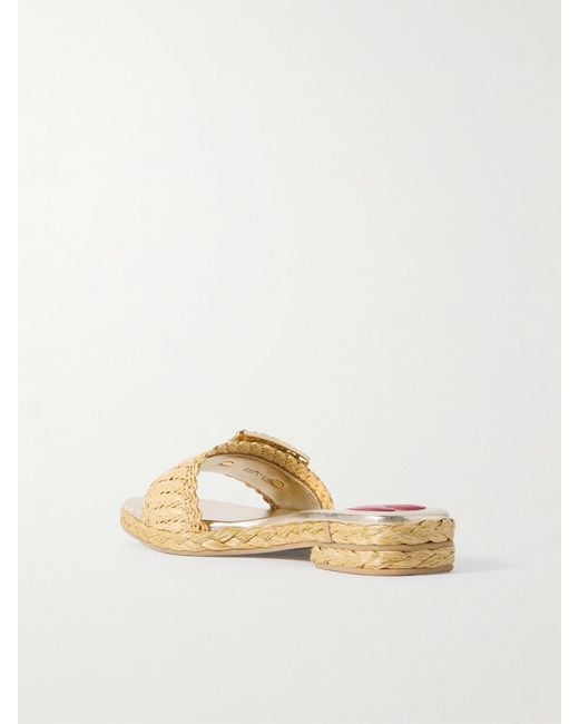 Roger Vivier Natural 25 Crystal-Embellished Raffia Sandals