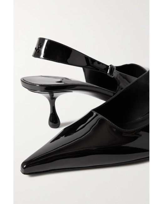 Jimmy Choo Black Amel 50 Logo-Embellished Patent-Leather Slingback Pumps