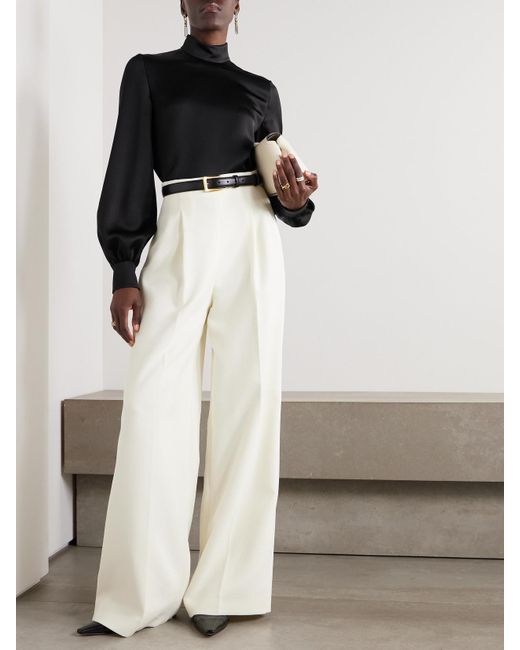 Loro Piana Black Carys Embellished Silk-Satin Blouse
