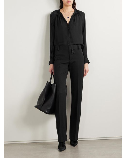 Nili Lotan Black Lys Tie-Neck Silk-Chiffon Shirt