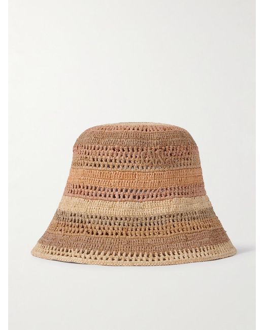 Chloé Natural Sunset Embroidered Striped Raffia Hat