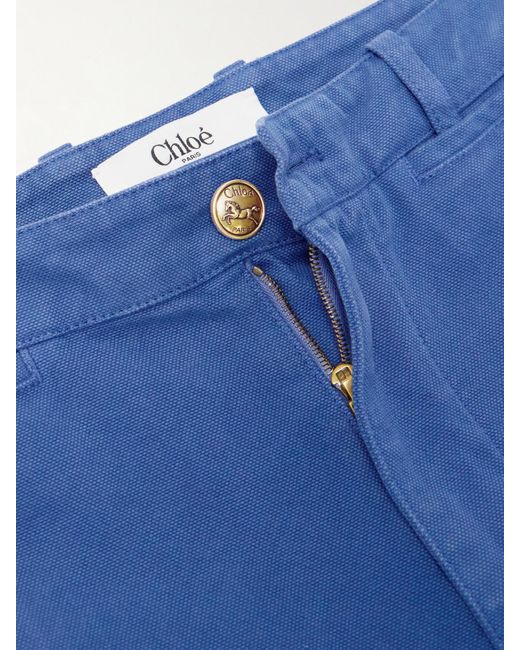 Chloé Blue Cotton-Canvas Flared Pants
