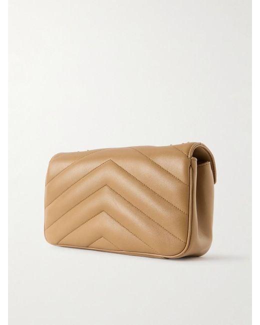 Saint Laurent Natural Loulou Schultertasche Aus Gestepptem Leder