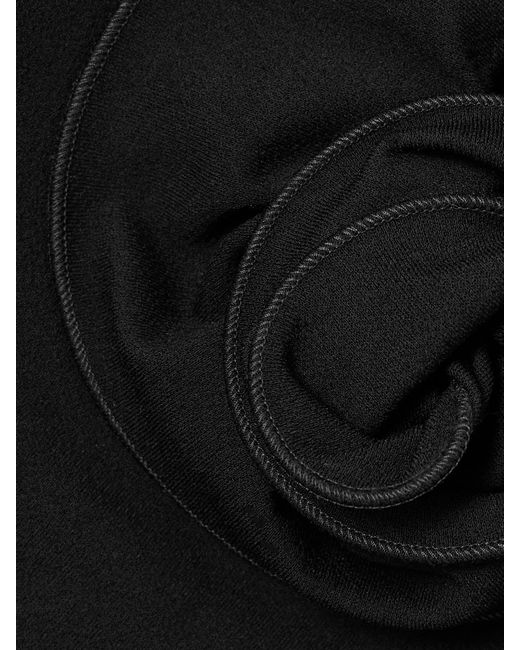 Magda Butrym Black Appliquéd Cutout Stretch-Wool Top