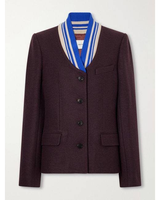 Dries Van Noten Blue Striped Wool-Blend Jacket