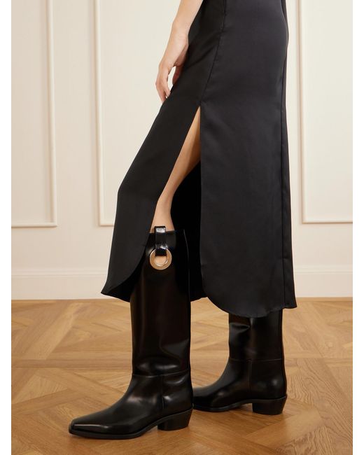 Proenza Schouler Black Bronco Grommet Embellished Leather Knee-High Boots