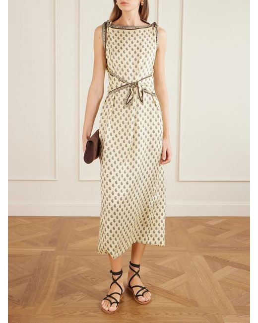Doen Metallic Amorette Paisley-Print Silk-Blend Twill Midi Dress