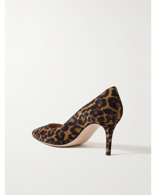 Gianvito Rossi Brown Gianvito 70 Leopard-Print Suede Pumps