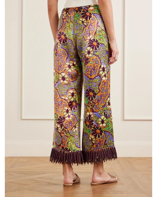 ALÉMAIS White Joanna Printed Satin Wide-Leg Pants