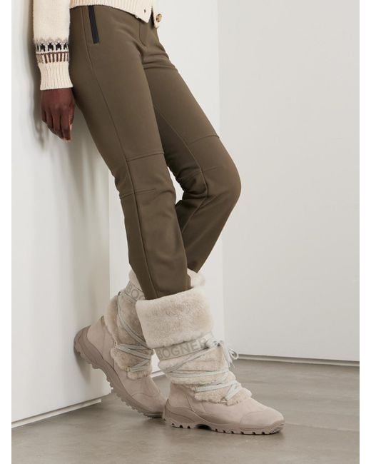 Bogner Natural Alta Badia Shearling And Suede Ankle Boots