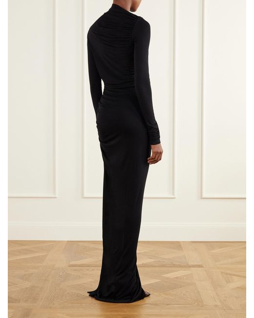 Rick Owens Blue Svita Ruched Jersey Maxi Dress