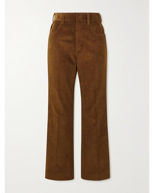 Petar Petrov Brown Cropped Cotton-Corduroy Skinny Pants