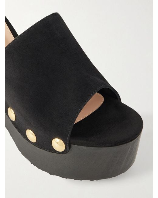 Gianvito Rossi Black Ardèa 60 Studded Suede Platform Wedge Mules
