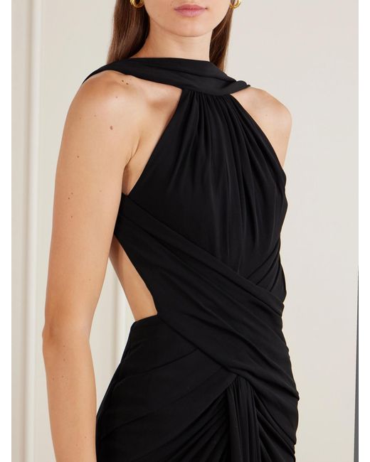 Elie Saab Black Draped Jersey Gown