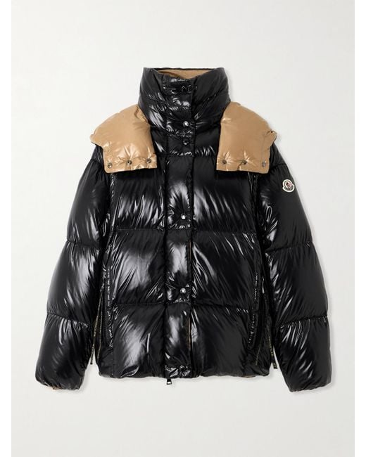Moncler Black Parana Logo-Appliquéd Quilted Shell Hooded Down Jacket