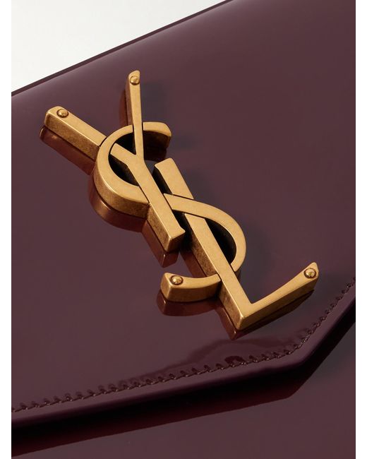 Saint Laurent Purple Uptown Patent-Leather Pouch