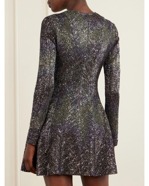 Missoni Gray Striped Metallic Crochet-Knit Mini Dress