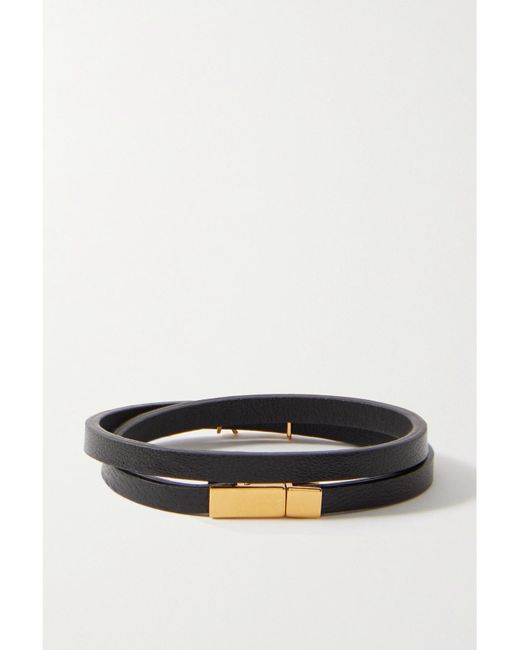 Saint Laurent White Opyum Leather And-Tone Bracelet