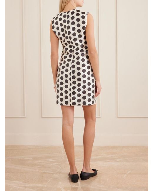 D'Estree White Camille Polka-Dot Satin Mini Dress