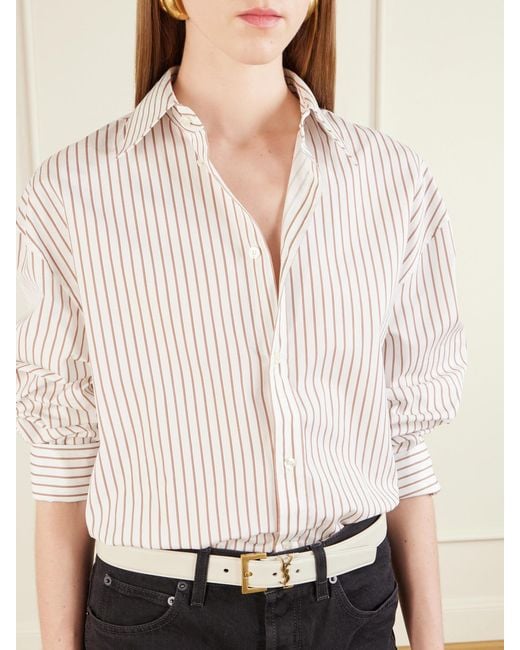 Saint Laurent Natural Cassandre Leather Belt