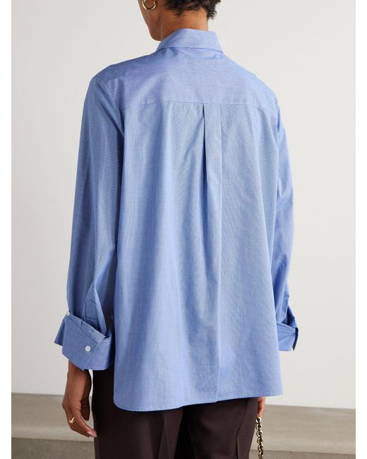 Twp Blue Next Morning Checked Cotton-Poplin Shirt