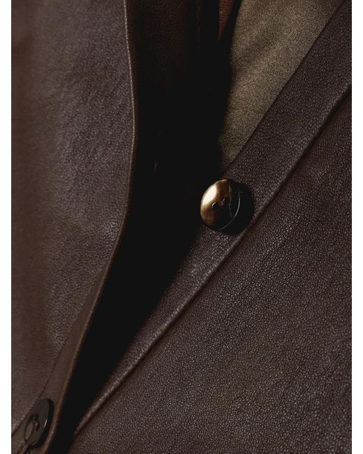 Stouls Brown Astrid Cropped Leather Cardigan