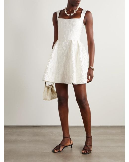 Rebecca Vallance White Vanilla Dreams Pleated Cloqué Mini Dress