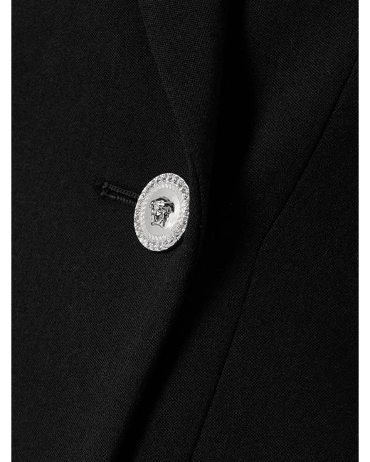 Mini-Robe À Double Boutonnage En Laine Mélangée Grain De Poudre À Découpe Versace en coloris Black
