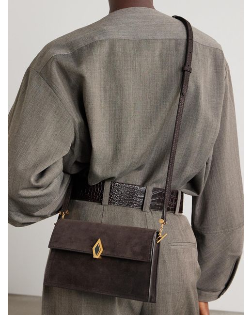 Metier Brown Parallel 22 Small Suede Shoulder Bag