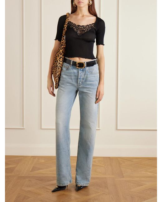 Saint Laurent Brown Amalia Leopard-Print Leather Shoulder Bag