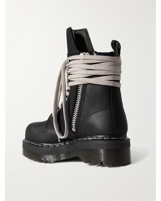 Rick Owens Black Dr. Martens 1460 Quad Sole Schnürstiefel Aus Leder
