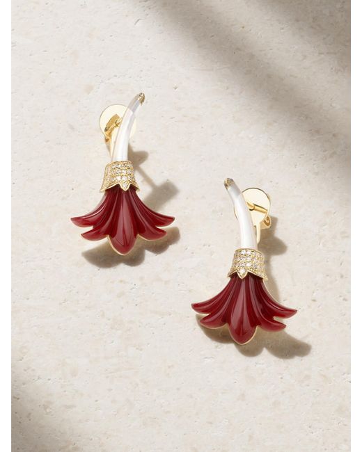 L'Atelier Nawbar Natural Big Flower 18-Karat Multi-Stone Earrings