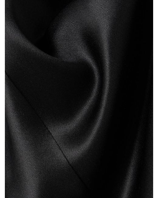 Saint Laurent Black Ruffled Lace-Trimmed Silk-Satin Wide-Leg Pants