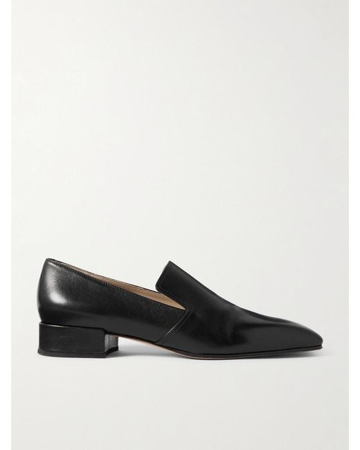 Christen Black Classic Square Leather Loafers