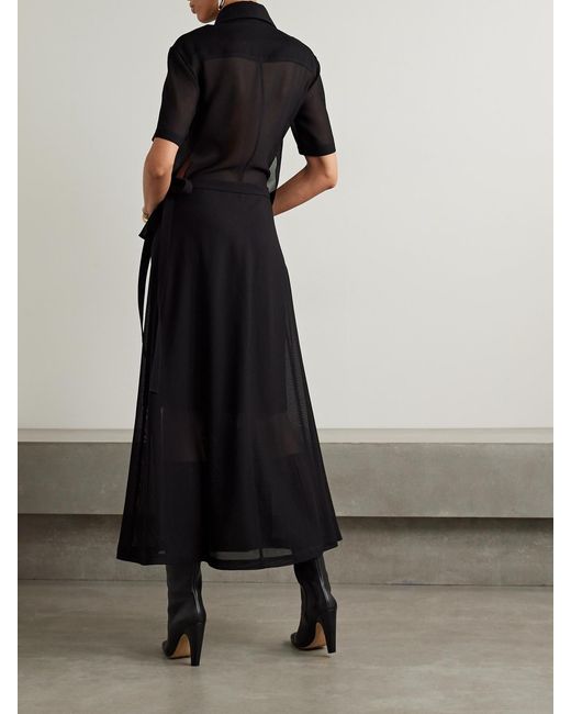 Proenza Schouler Black Emory Convertible Mesh And Woven Wrap Maxi Dress