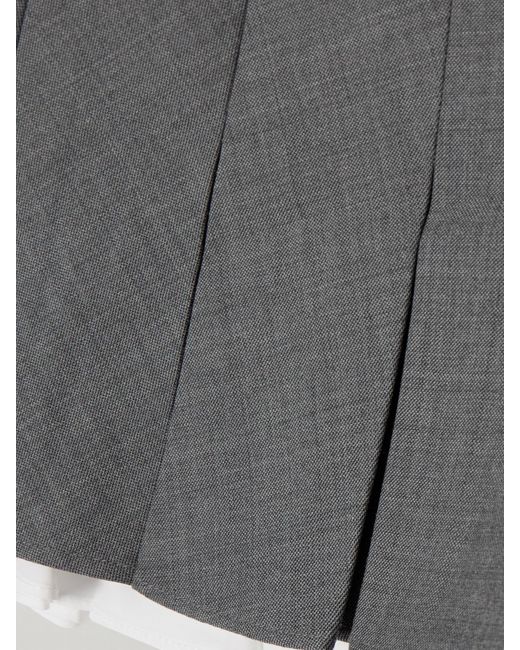 ShuShu/Tong Gray Layered Pleated Cotton Poplin-Trimmed Grain De Poudre Mini Skirt