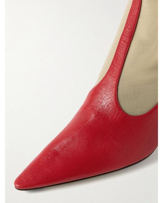The Row Red Kniehohe Stiefel Aus Mesh Und Leder