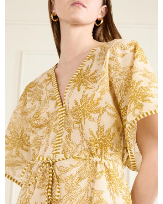 Eres Metallic Péninsule Printed Cotton-Voile Mini Dress
